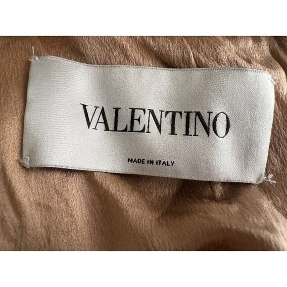 Valentino Women’s Size 8 Ruffle Pleated Wool Silk Neutral Dress - Picture 2 of 9